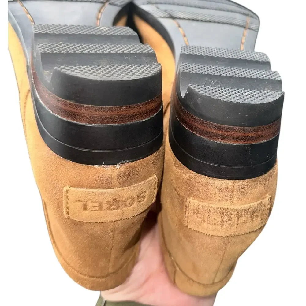 Sorel Emelie Chelsea Camel Suede Ankle Boots Size 8 Waterproof Leather Booties